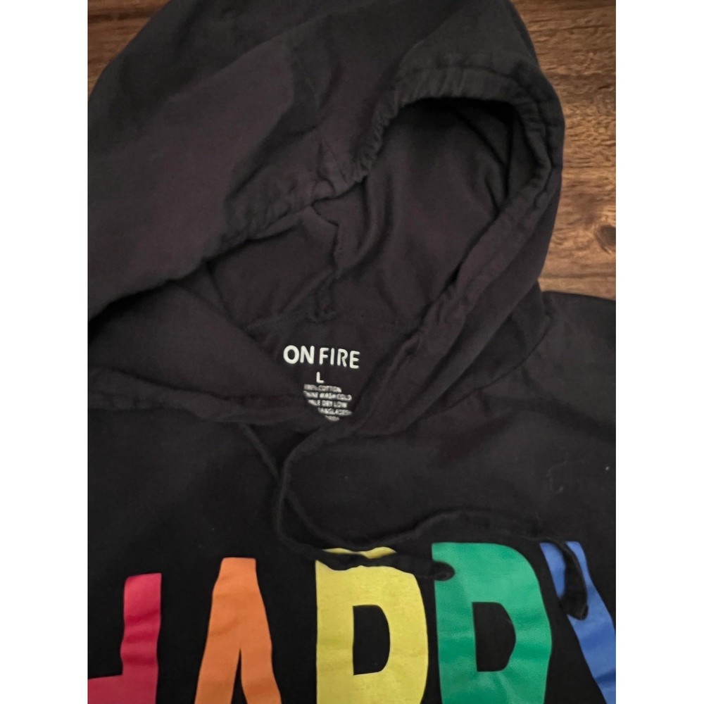 On Fire junior women's L crop hooded activewear sweatshirt white multi stripes - Picture 3 of 4